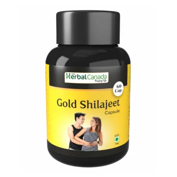 Herbal Canada Pure Gold Shilajit Capsule Extract Helps in Stamina, Power, Stress Relief, Sleeping Pattern For Men, Women, 60 Veg Capsules available on Herbkart