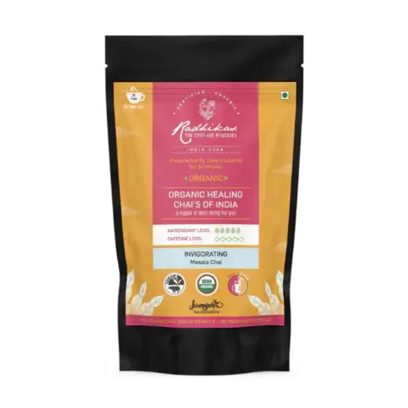 Radhikas Fine Teas and Whatnots Invigorating Masala Chai, Certified Organic, Assam Ctc Chai, Cold & Hot Brew, (100 Gm) Makes 40 Cups, RAF-01-019-1.webp, RAF 01 019 1