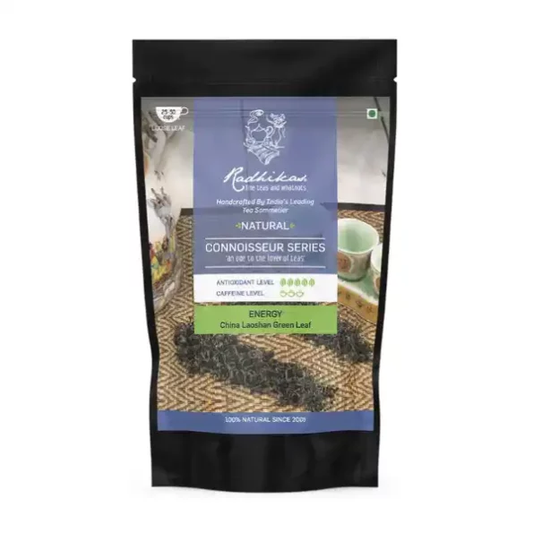 Radhikas Fine Teas and Whatnots Energy China Laoshan Green Leaf, 50 Gm, RAF-01-054-1.webp, RAF 01 054 1