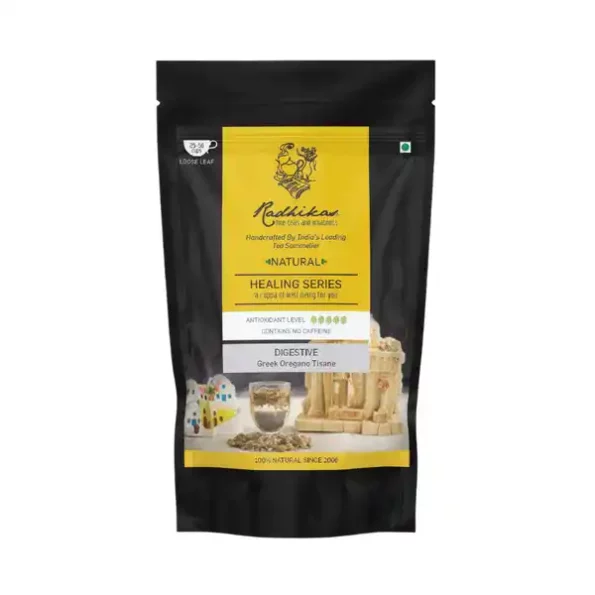 Radhikas Fine Teas and Whatnots Digestive Greek Oregano Tisane, Natural Teas, Cold & Hot Brew, (50 Gm) Makes 25 Cups, RAF-01-040-1.webp, RAF 01 040 1