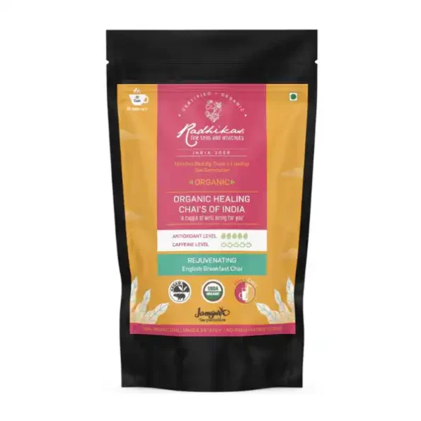 Radhikas Fine Teas and Whatnots Rejuvenating English Breakfast Chai, Certified Organic, Assam Ctc Chai, Cold & Hot Brew, (100 Gm) Makes 40 Cups, RAF-01-021-1.webp, RAF 01 021 1