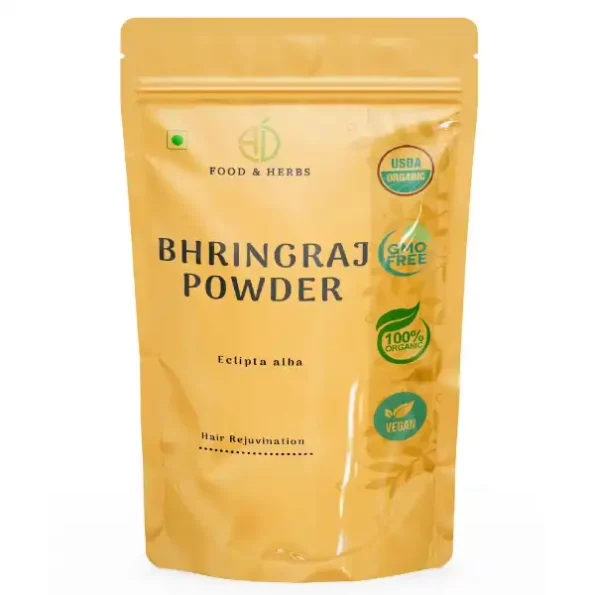 A D Food & Herbs Organic Bhringraj Powder / Eclipta Alba / False Daisy / Kesh Raj Powder 100 Gms Pack available on Herbkart