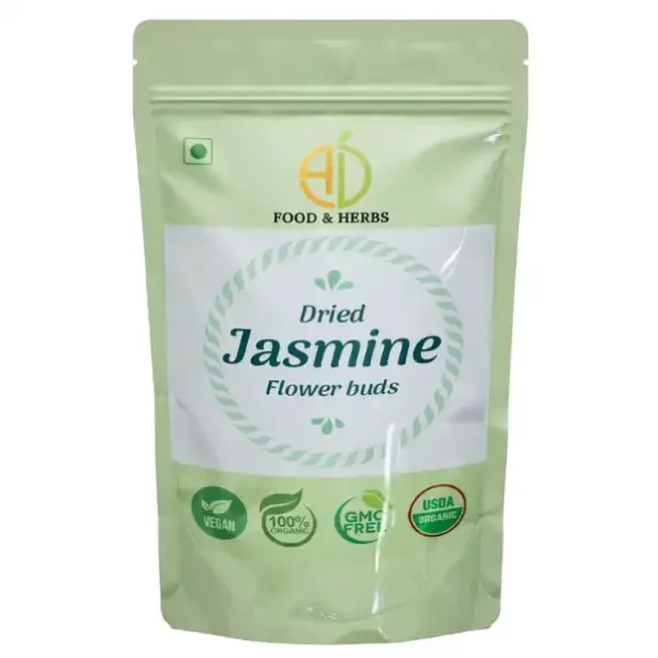 A D Food & Herbs Dried Jasmine Flower 50 Gms Pack, ADFoodHerbsJSMNDY-50G-1.webp, ADFoodHerbsJSMNDY 50G 1