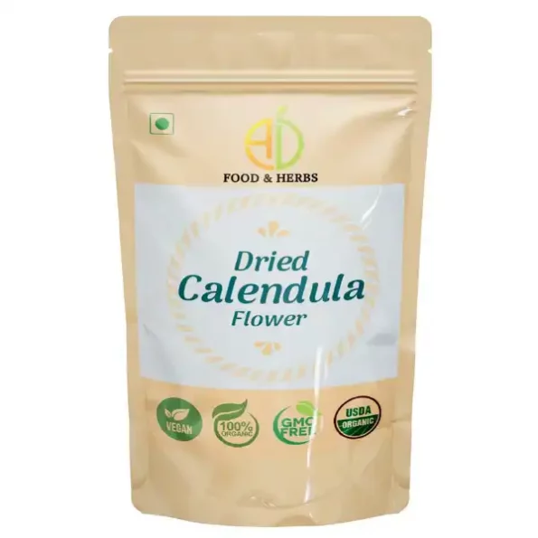 A D Food & Herbs Dried Calendula Flower Petals 250 Gms Pack, ADFoodHerbsCNDLADY-250G-1.webp, ADFoodHerbsCNDLADY 250G 1