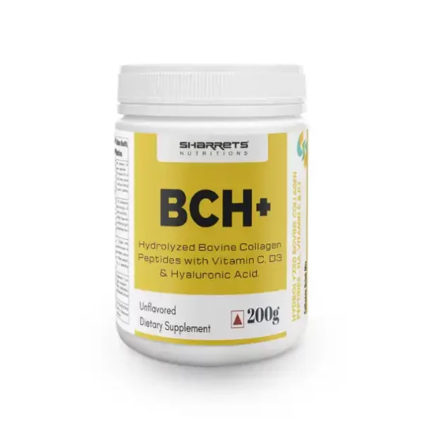 Sharrets Nutrition Bch+, Bovine Collagen Powder Supplement 200G, Unflavored, Joint Support Sports Skin Hair Nails Supplement, With Hyaluronic Acid, Vitamin C & D3, SharretsNutritionSN041-1.webp, SharretsNutritionSN041 1