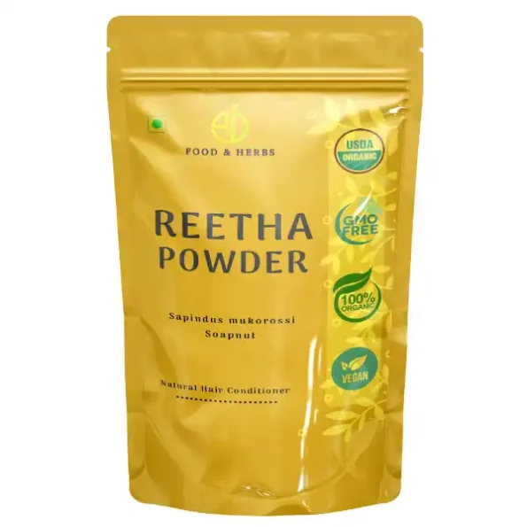 A D Food & Herbs Reetha Powder / Aritha / Soapnut Powder 50 Gms Pack, ADFoodHerbsRTHAP-50G-1.webp, ADFoodHerbsRTHAP 50G 1