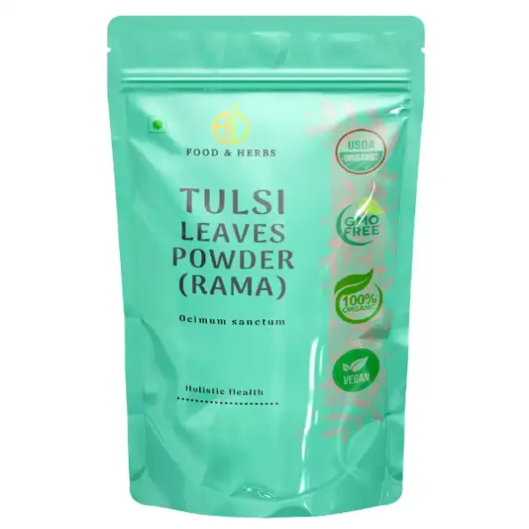 A D Food & Herbs Rama Tulsi Leaves Powder / Ocimum Santum / Holi Basil Leaves Powder 50 Gms Pack, ADFoodHerbsRTLSIP-50G-1.webp, ADFoodHerbsRTLSIP 50G 1