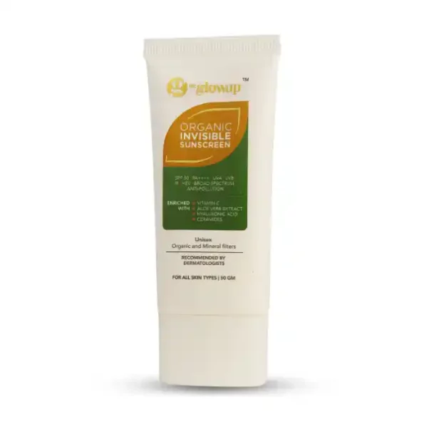 Hk Glowup Organic Invisible Sunscreen, 50 gm, HKOS1827002-1.webp, HKOS1827002 1