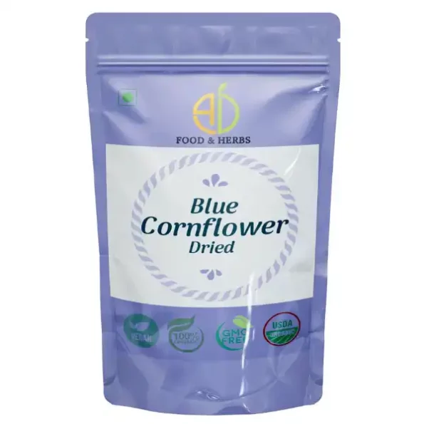 A D Food & Herbs Dried Blue Corn Flower 100 Gms Pack, ADFoodHerbsCRNFLDY-100G-1.webp, ADFoodHerbsCRNFLDY 100G 1