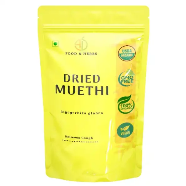 A D Food & Herbs Dried Mulethi / Licorice / Yashtimadhu / Glycyrrhiza Glabra 100 Gms Pack, ADFoodHerbsMLTHIDY-100G-1.webp, ADFoodHerbsMLTHIDY 100G 1