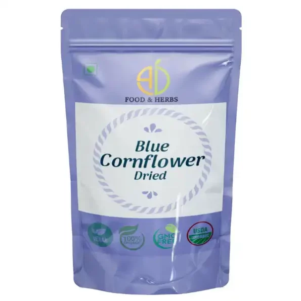 A D Food & Herbs Dried Blue Corn Flower 50 Gms Pack available on Herbkart