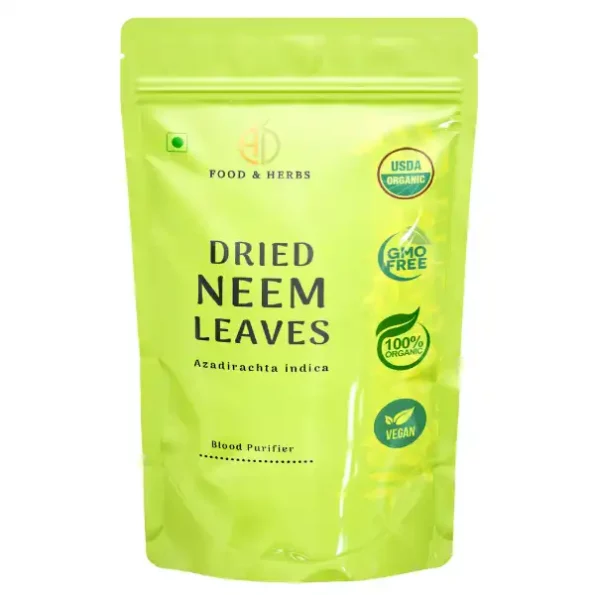 A D Food & Herbs Dried Neem Leaves / Azadirachta Indica Leaves 100 Gms Pack, ADFoodHerbsNEEMDY-100G-1.webp, ADFoodHerbsNEEMDY 100G 1