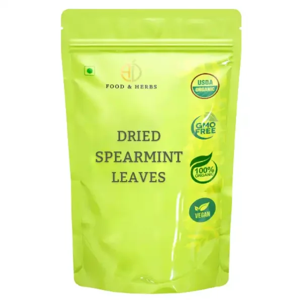 A D Food & Herbs Spearmint Leaves Dried 250 Gms Pack available on Herbkart