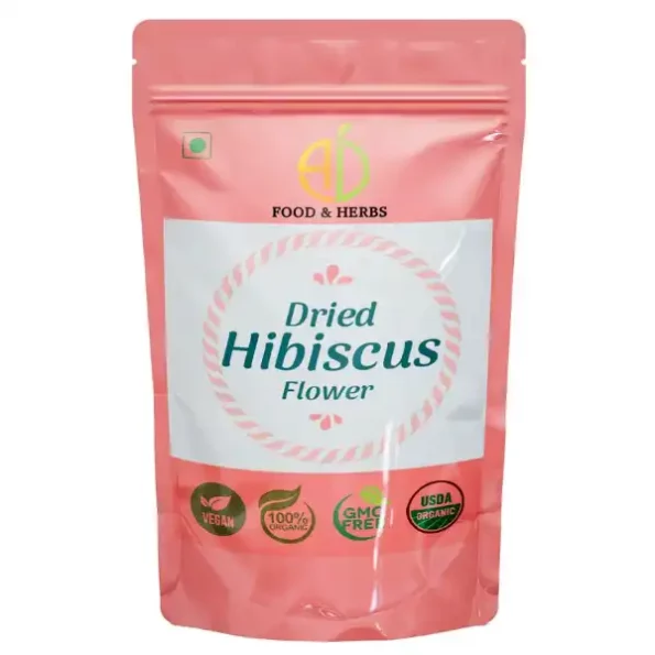 A D Food & Herbs Dried Hibiscus / Gudhal Flower 100 Gms Pack, ADFoodHerbsHBSCSDY-100G-1.webp, ADFoodHerbsHBSCSDY 100G 1