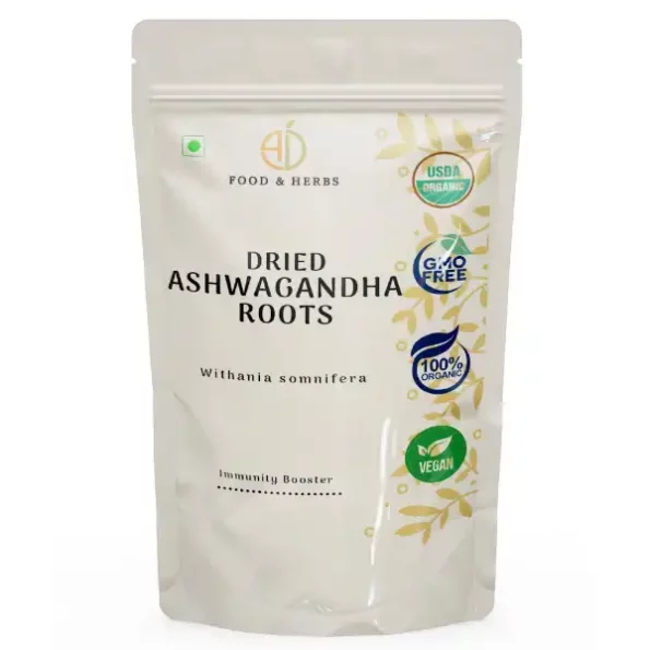 A D Food & Herbs Dried Ashwagandha, Withania Somnifera, Indian Ginseng Roots 100 Gms pack, ADFoodHerbsASWG-100G-1.webp, ADFoodHerbsASWG 100G 1