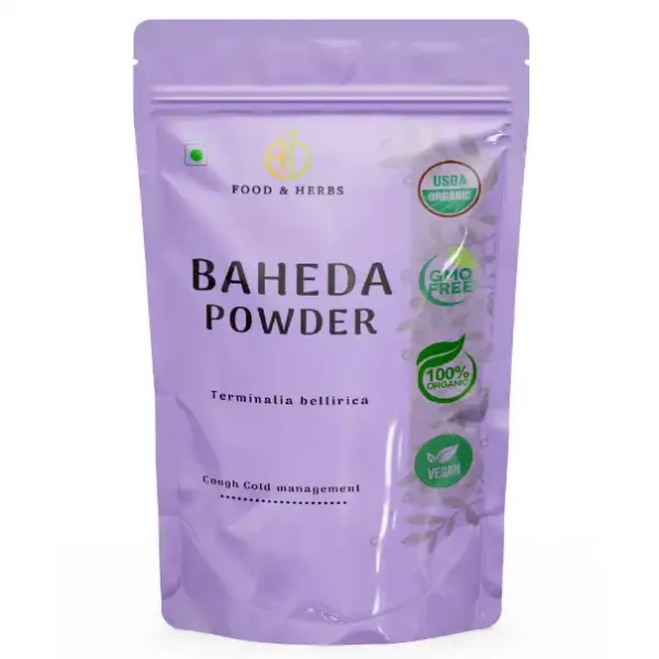 A D Food & Herbs Baheda Powder / Vibhitak / Terminalia Bellirica / Beleric Myrobalan 50 Gms Pack, ADFoodHerbsBHDAP-50G-1.webp, ADFoodHerbsBHDAP 50G 1