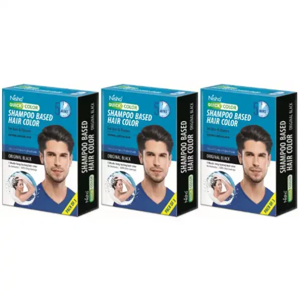 Nisha Quick Color 5 Minutes Shampoo Hair Colour Original Black 60ml Pack of 1, 5 Weeks Long Lasting Hair Colour Shampoo, 2043-NI-SBHC-60ML-BLK-BOX-PK1-1.webp, 2043 NI SBHC 60ML BLK BOX PK1 1