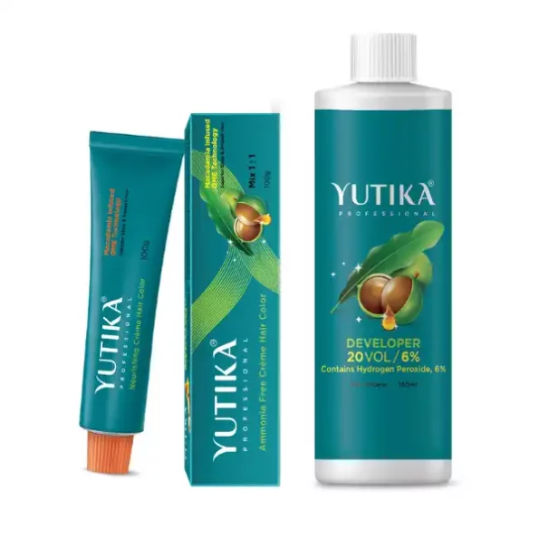 Yuthika Professional Creme Hair Color And Developer 4.3 Golden Brown Hair Colour 100g & Developer 20 Volume (6%) 150ml available on Herbkart