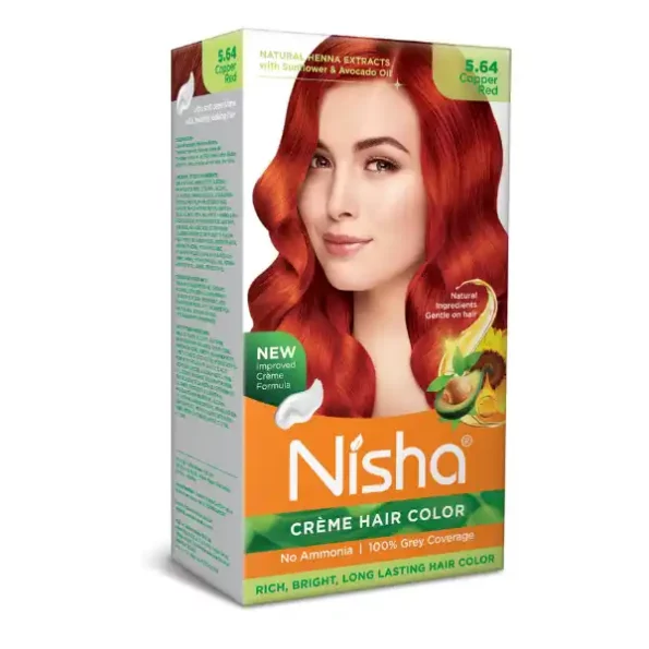 Nisha Creme Hair Color 5.64 Copper Red 120g, Permanent Hair Colour Ammonia Free Hair Color 100% Grey Coverage, 9315-NI-CHCB-150GM-CRED-BOX-PK1-1.webp, 9315 NI CHCB 150GM CRED BOX PK1 1