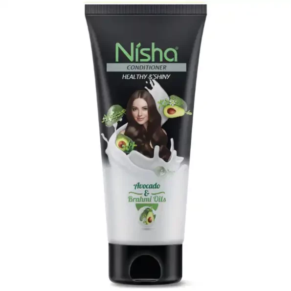 Nisha Hair Conditioner 180ml Tube, Healthy & Shiny Conditioner with Avocado and Brahmi Oils for Healthy & Strong Hair, 2865-NI-COND-180ml-BLK-TUBE-PK1-1.webp, 2865 NI COND 180ml BLK TUBE PK1 1
