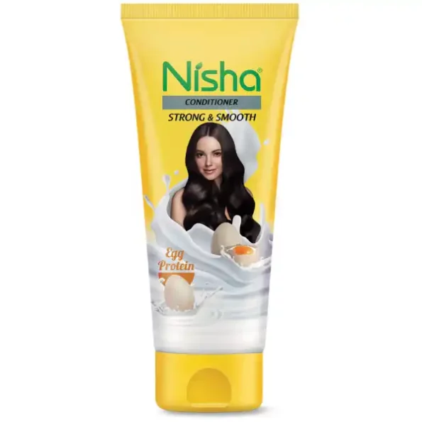 Nisha Conditioner for Strong & Smooth Hair, Egg Protein Conditioner for Dry and Frizzy Hair 180ml (Tube), 2871-NI-COND-180ml-YLW-TUBE-PK1-1.webp, 2871 NI COND 180ml YLW TUBE PK1 1