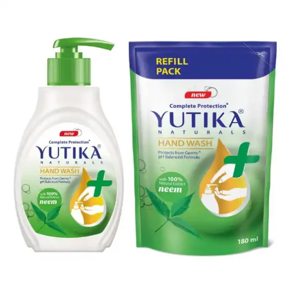 Yuthika Neem Handwash Combo Pack (200ml Pump + 180ml Refill), Germ Protection Liquid Hand Wash with pH Balanced Formula, 17062-17082-Combo-YU-HW-200ML-PUMP-180ML-Refill-Neem-1.webp, 17062 17082 Combo YU HW 200ML PUMP 180ML Refill Neem 1