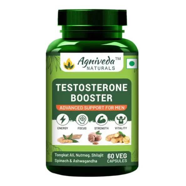 Agniveda Naturals Testosterone Booster For Men With Tongkat Ali Roots, Ashwagandha, Shilajit Muscle Support And Energy Support (60 Veg Capsules) available on Herbkart