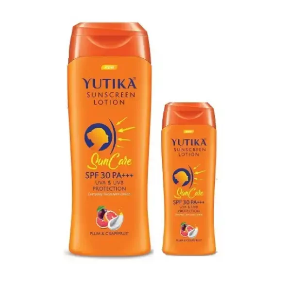 Yuthika Sunscreen Lotion SPF 30 PA+++ with UVA & UVB Protection, Sunscreen for All Skin Types Combo Pack (300ml + 100ml) available on Herbkart