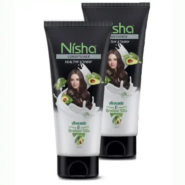 Nisha Hair Conditioner, Healthy & Shiny Conditioner with Avocado & Brahmi Oils for Strong Hair 80ml Pack of 2 (Tube), 2861-NI-COND-80ml-BLK-TUBE-PK2-1.webp, 2861 NI COND 80ml BLK TUBE PK2 1