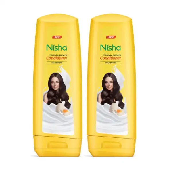 Nisha Conditioner for Strong & Smooth Hair, Egg Protein Conditioner for Dry and Frizzy Hair 80ml Pack of 2 (Bottle), 2870-NI-COND-80ml-YLW-BOTTLE-PK2-1.webp, 2870 NI COND 80ml YLW BOTTLE PK2 1