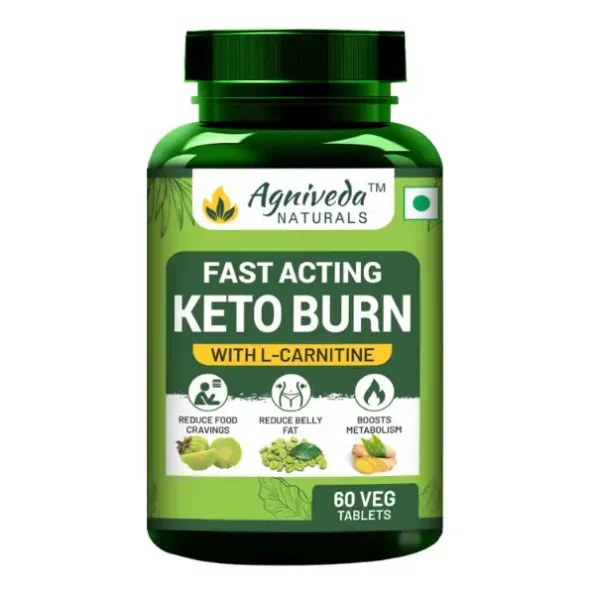 Agniveda Naturals Keto Burn - Weight Management, Appetite Suppressant, & Energy Booster - L-Carnitine, Green Tea Extract, & More - 60 Tablets available on Herbkart