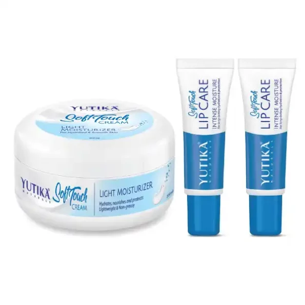 Yuthika Soft Touch Moisturizer for face with Lip Balm Non Greasy Cream for Dry Skin (1 Face Cream 200ml & 2 Lip Care 10g), 9964-9966-Combo-YU-CREAM-200GM-LIP-Blister-2PCS-1.webp, 9964 9966 Combo YU CREAM 200GM LIP Blister 2PCS 1