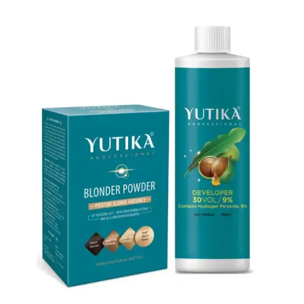 Yuthika Professional Blonder Powder 60gm with Hair Color Developer 30 Volume (9%) 150ml available on Herbkart