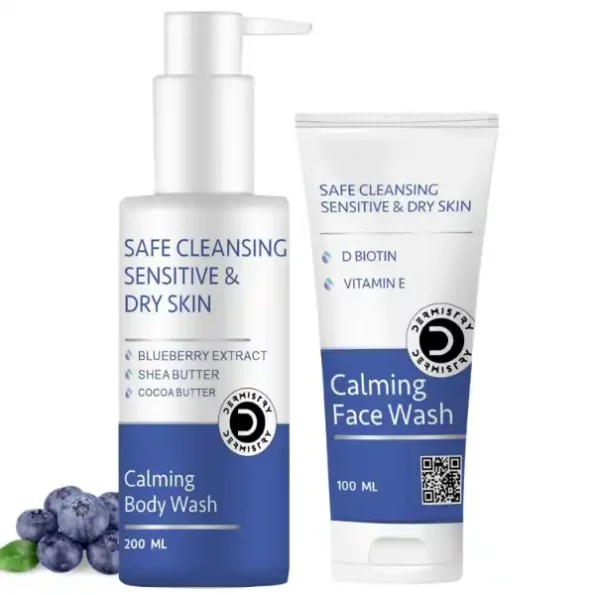 Dermistry Sensitive & Dry Skin Care Calming Soothing Body Wash Safe Soap Free Cleanser Blue Berry + Calming Soothing Face Wash Safe Cleansing D Biotin & Vitamin E, DermistrySSBWSSFW-1.webp, DermistrySSBWSSFW 1