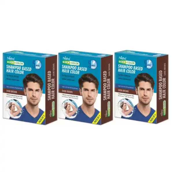 Nisha Quick Hair Color 5 Minutes Shampoo Hair Colour Dark Brown 60ml Pack of 1, 5 Weeks Long Lasting Hair Colour Shampoo, 2044-NI-SBHC-60ML-DBRN-BOX-PK1-1.webp, 2044 NI SBHC 60ML DBRN BOX PK1 1