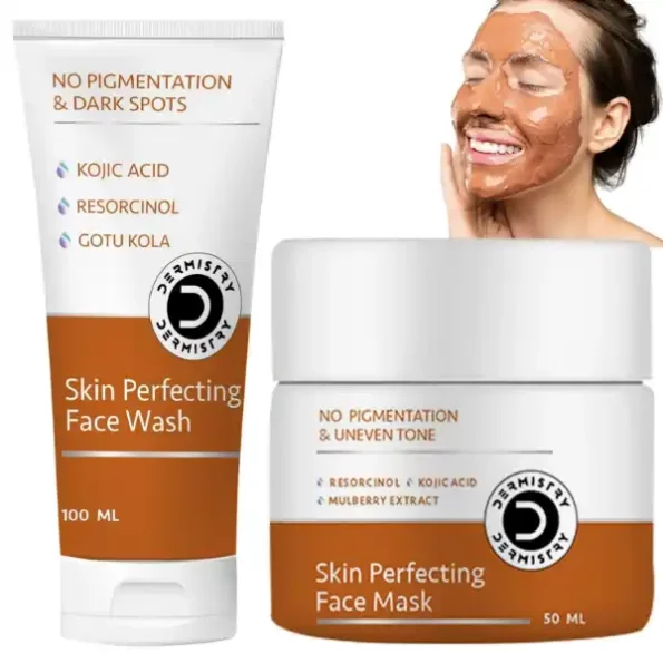 Dermistry Skin Perfecting Fairness Face Wash Kojic Acid Niacinamide Tanning Pigmentation Dark Spots + Mulberry Resorcinol Face Mask for Uneven Tone, DermistryPFWPFM-1.webp, DermistryPFWPFM 1