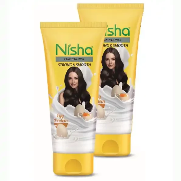 Nisha Conditioner for Strong & Smooth Hair, Egg Protein Conditioner for Dry and Frizzy Hair 80ml Pack of 2 (Tube), 2869-NI-COND-80ml-YLW-TUBE-PK2-1.webp, 2869 NI COND 80ml YLW TUBE PK2 1