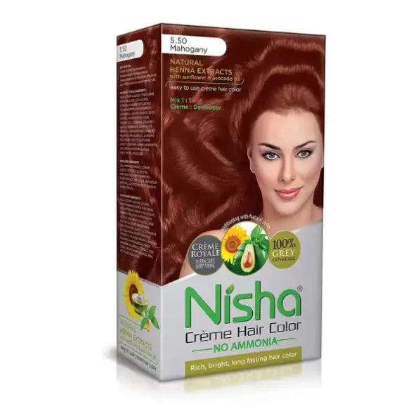 Nisha Creme Hair Color 5.50 Mahogany 120g, Permanent Hair Color, Ammonia Free Hair Colour, 100% Grey Coverage, 9339-NI-CHCB-120GM-MHG-BOX-PK1-1.webp, 9339 NI CHCB 120GM MHG BOX PK1 1