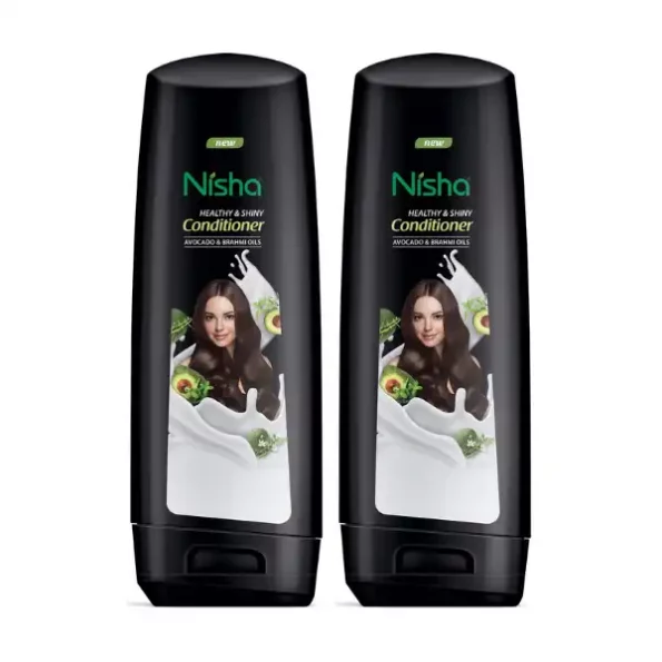 Nisha Hair Conditioner, Healthy & Shiny Conditioner with Avocado & Brahmi Oils for Strong Hair 80ml Pack of 2 (Bottle), 2863-NI-COND-80ml-BLK-BOTTLE-PK2-1.webp, 2863 NI COND 80ml BLK BOTTLE PK2 1