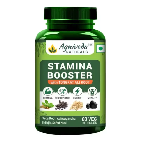 Agniveda Naturals Stamina Booster with Tongkat Ali Root for Endurance and Strength - 60 Capsules available on Herbkart