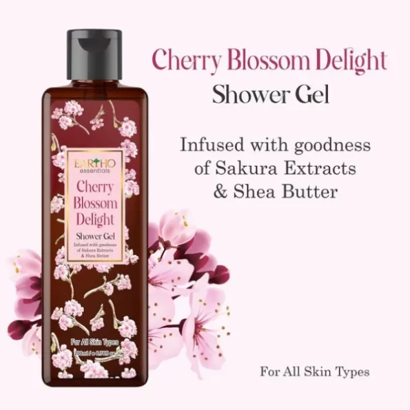 Eartho Essentials Cherry Blossom Delight Shower Gel 200ml, NOLEShowergelCherryBlossom200ml-1.webp, NOLEShowergelCherryBlossom200ml 1