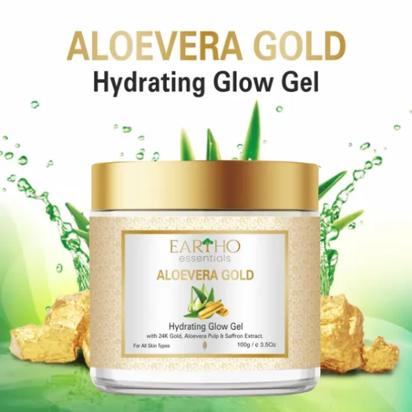 Eartho Essentials Aloevera Gold Hydrating Glow Gel 100g, NOLEEAloeveraGoldGel100g-1.webp, NOLEEAloeveraGoldGel100g 1