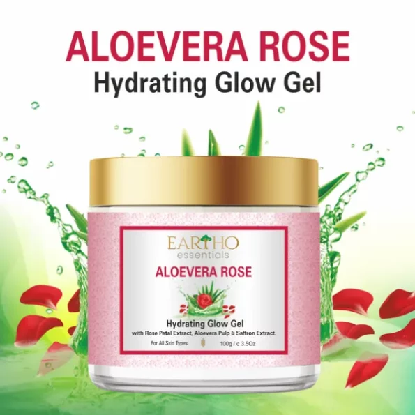 Eartho Essentials Aloevera Rose Hydrating Glow Gel 100g, NOLEEAloeveraRoseGel100g-1.webp, NOLEEAloeveraRoseGel100g 1