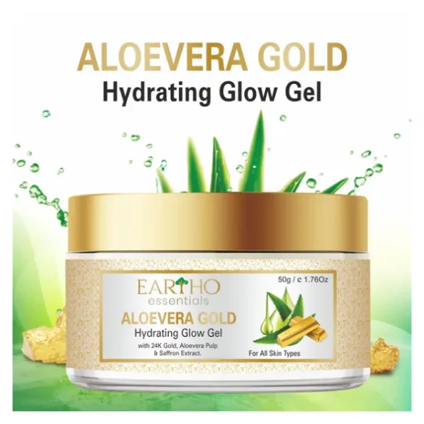 Eartho Essentials Aloevera Gold Hydrating Glow Gel 50g, NOLEEAloeveraGoldGel50g-1.webp, NOLEEAloeveraGoldGel50g 1