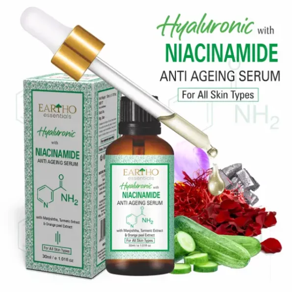 Eartho Essentials Hyaluronic with Niacinamide Anti Ageing Serum 30 ML, NOLEENiacinamideSerum30ml-1.webp, NOLEENiacinamideSerum30ml 1