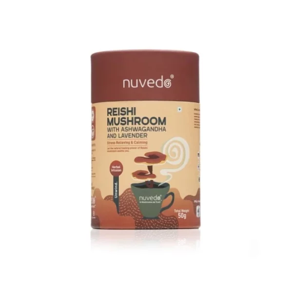 Nuvedo Reishi Mushroom With Ashwagandha And Lavender Herbal Infusion Drink Mix Powder, 50 Sachet, 50 g,, Herbkart8t741hOg0aCgAL.webp, Herbkart8t741hOg0aCgAL