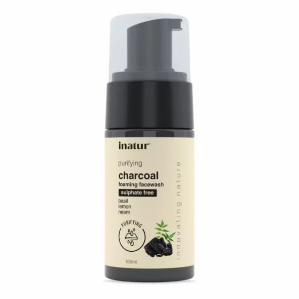 inatur Purifying Charcoal Foaming Face Wash, 100ml available on Herbkart