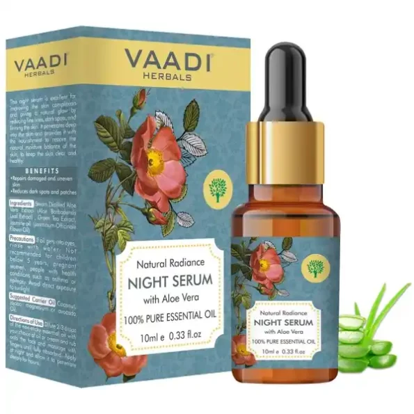 VAADI HERBALS Natural Radiance Night Serum With Aloe Vera, 10 ml available on Herbkart