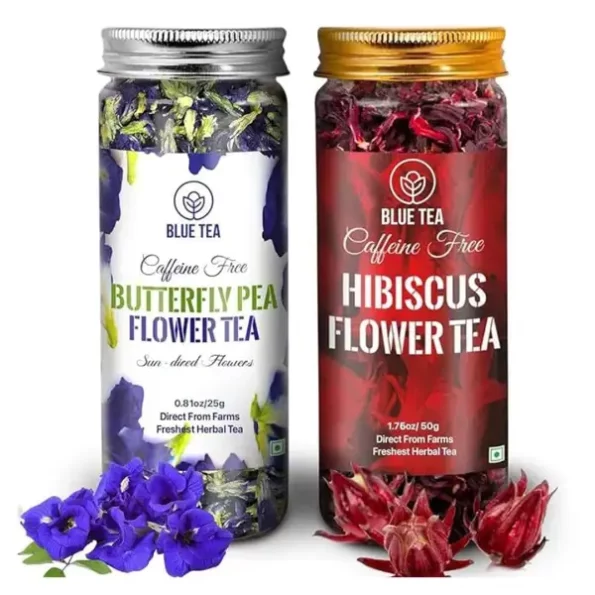 BLUE TEA - COMBO - Butterfly Pea Flower Tea (25Grams) and Hibiscus Flower Tea (50Grams), Pet Jar Pack, Herbkart8t761mvgmSWW-L.webp, Herbkart8t761mvgmSWW L