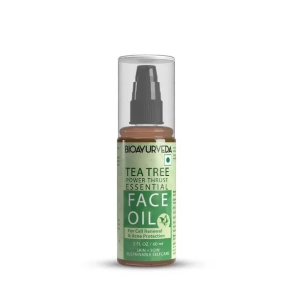 BIOAYURVEDA Tea Tree Power Thrust Essential Face Oil for Cell Renewal and Acne Protection, 60ml available on Herbkart